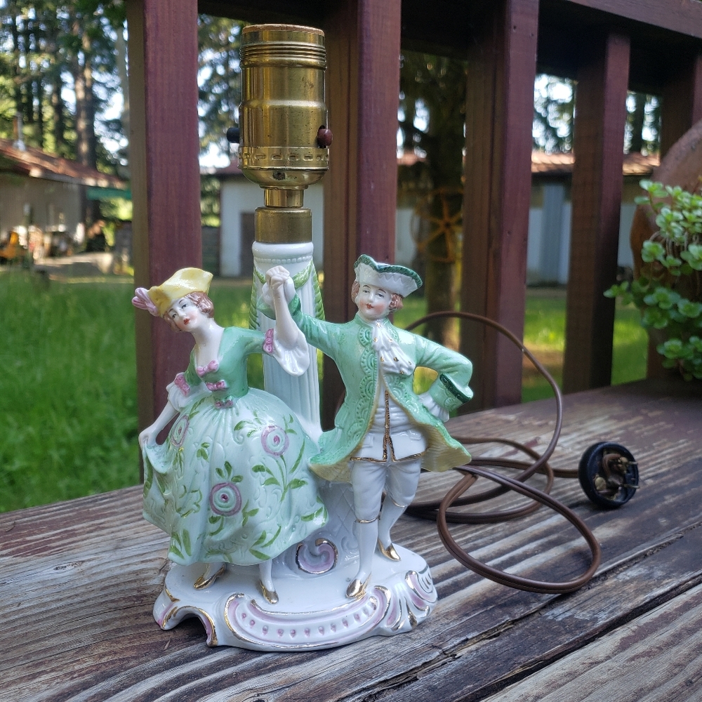 Vintage Victorian Couple Figurine/Lamp Base, Made in Germany - NOT TESTED